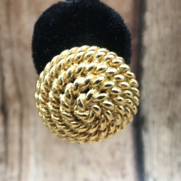 Monet Gold Round Stud Pierced Earrings Signed